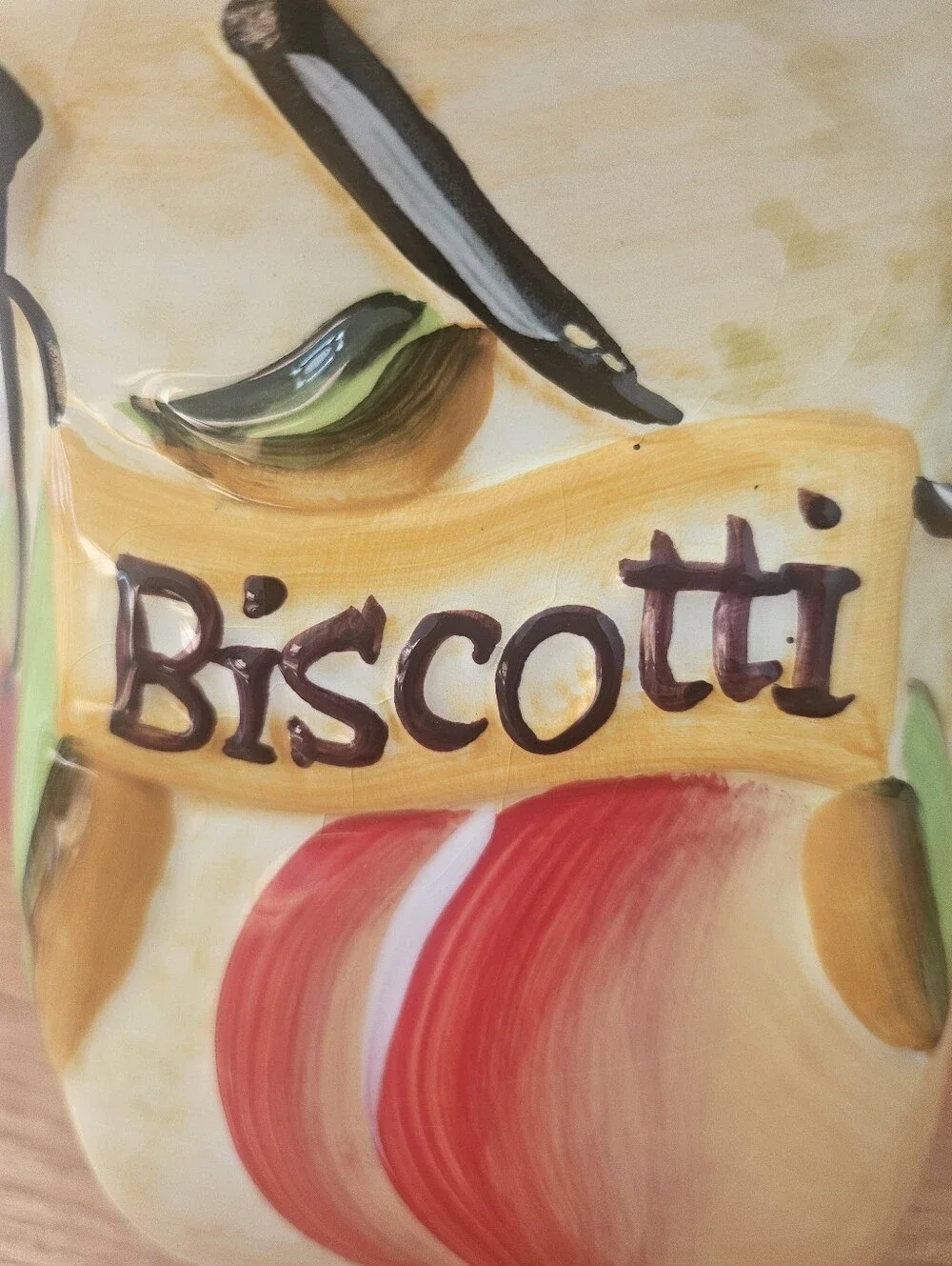 Biscotti Ceramic Cookie Jar - Hand-painted Fruit